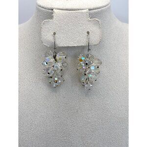 Vintage Aurora Borealis AB Iridescent Grape Cluster Glass Crystal Earrings